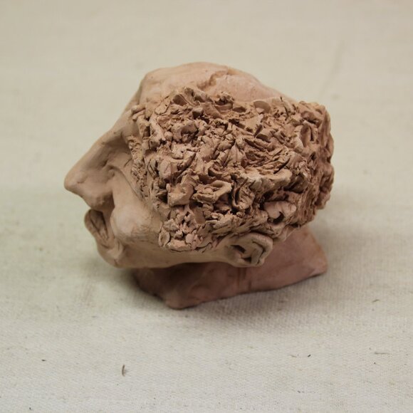 Ugly Pottery Clay Head Face Handmade Unique Eclectic Weird Strange Art - Picture 3 of 12